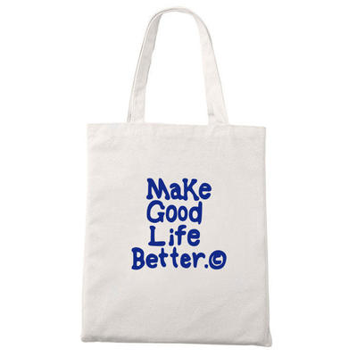 make good life better单肩托特包拉链帆布袋收纳装书零食包