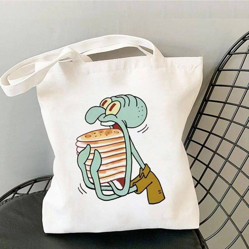 章鱼哥励志学习帆布袋上班学生单肩包吃瓜装书大容量吃土手提拎包