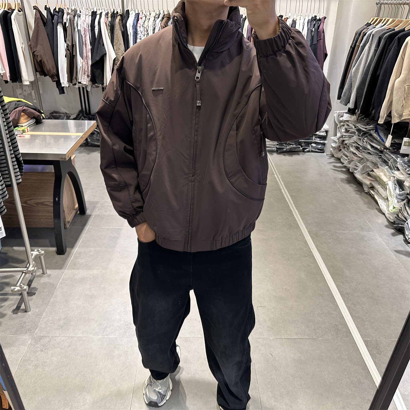 單目冬季男户外拼接立领羽绒服美式复古宽松轻薄款保暖工装冲锋衣