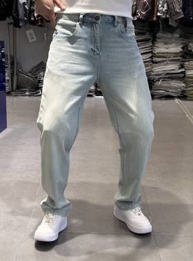 2026夏季新款美式复古浅蓝色牛仔裤男潮牌痞帅水洗显瘦小脚男裤潮