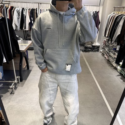 首印秋冬新款重磅字母刺绣加绒连帽卫衣男美式廓形加厚保暖上衣潮