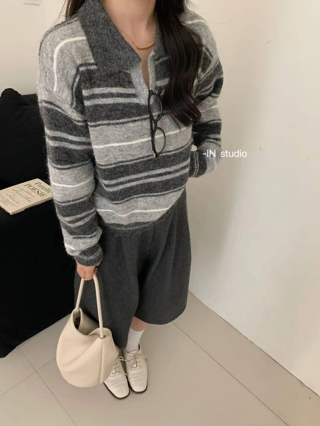 广州十三行条纹polo领套头毛衣女慵懒风软糯显瘦韩系针织衫上衣,女装/女士精品,毛衣,淘宝优惠券,粉丝福利购,淘宝优惠卷