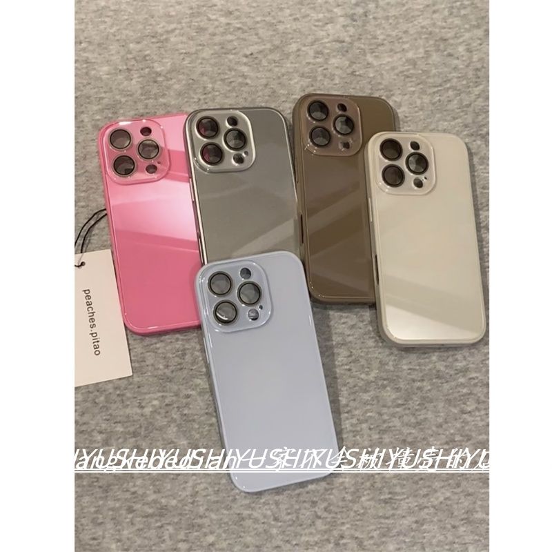 简约ins纯色玻璃自带镜头