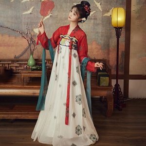原创大码汉服女胖mm夜宴正品唐制一片齐胸襦裙中国国风显瘦秋薄款
