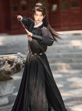 大码汉服【扶光】汉服改良唐制圆领袍黑色大气日常帅气男女情侣款