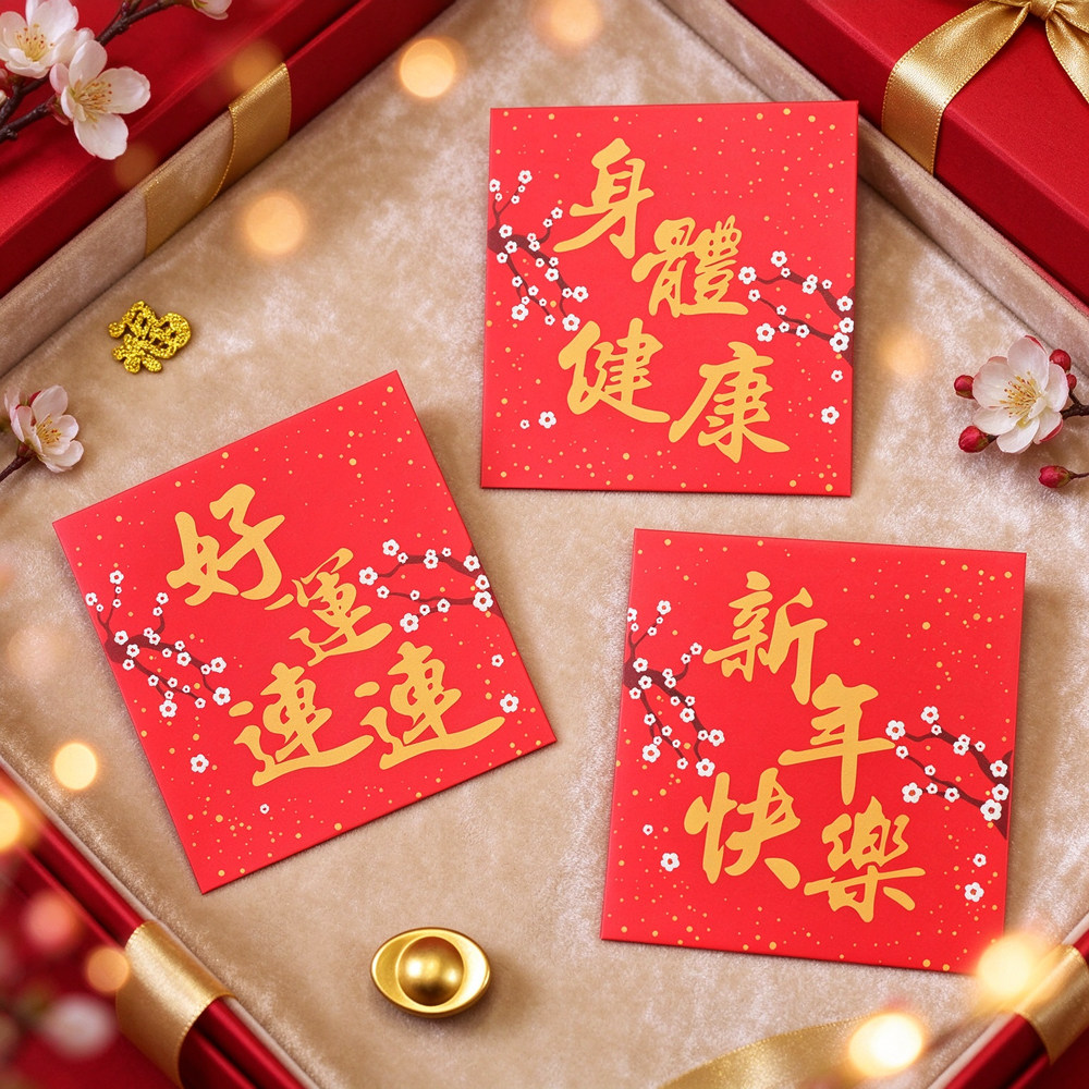 羊年百元小号正方形创意过年压岁包红包袋新年快乐身体健康利是封