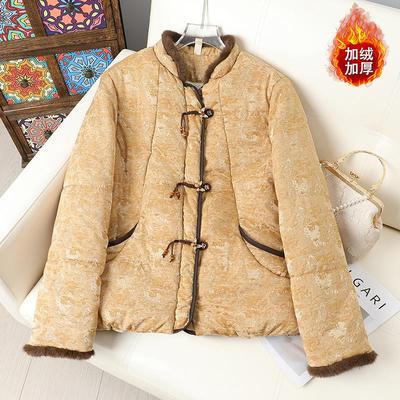 妈妈装冬装中国风加绒加厚棉服