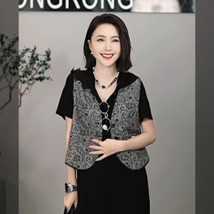 绵羊毛绣花钉珠花边双面穿马夹25C8120 2025新款 序墨花境