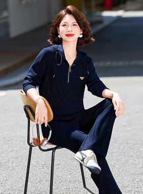 中年妈妈春秋连帽卫衣两件套