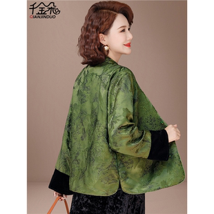 新中式妈妈秋装金丝绒外套洋气中老年人女春秋季双面穿上衣贵夫人