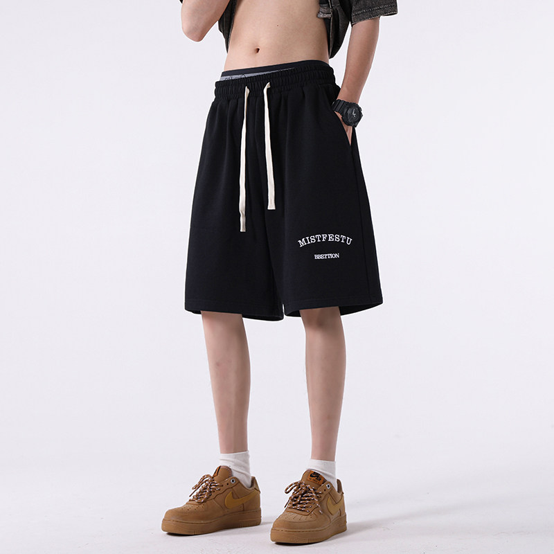 1009-S2046-P45-限价59 刺绣字母短裤宽松直筒休闲五分裤夏季男士图片
