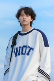 1009-QM055-P75-限价89*卫衣男春秋日系复古宽松撞色圆领长袖上衣，男装卫衣，四季星座1009