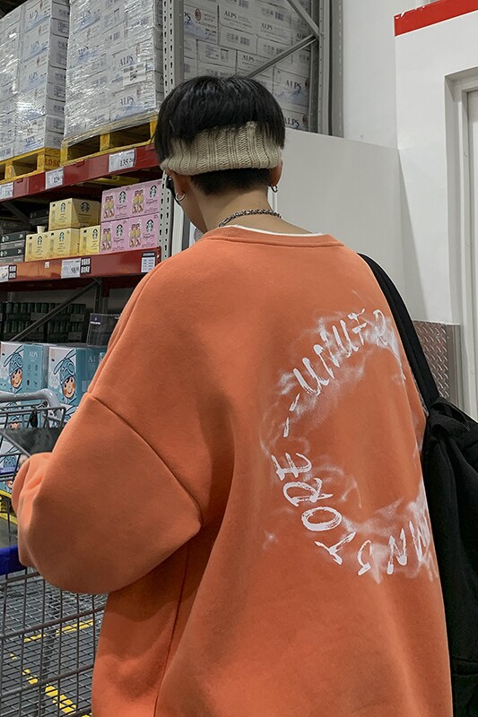 港风秋季圆领卫衣男宽松百搭印花套头上衣*1009-W2102-P40-限价58,男装卫衣,四季星座1009