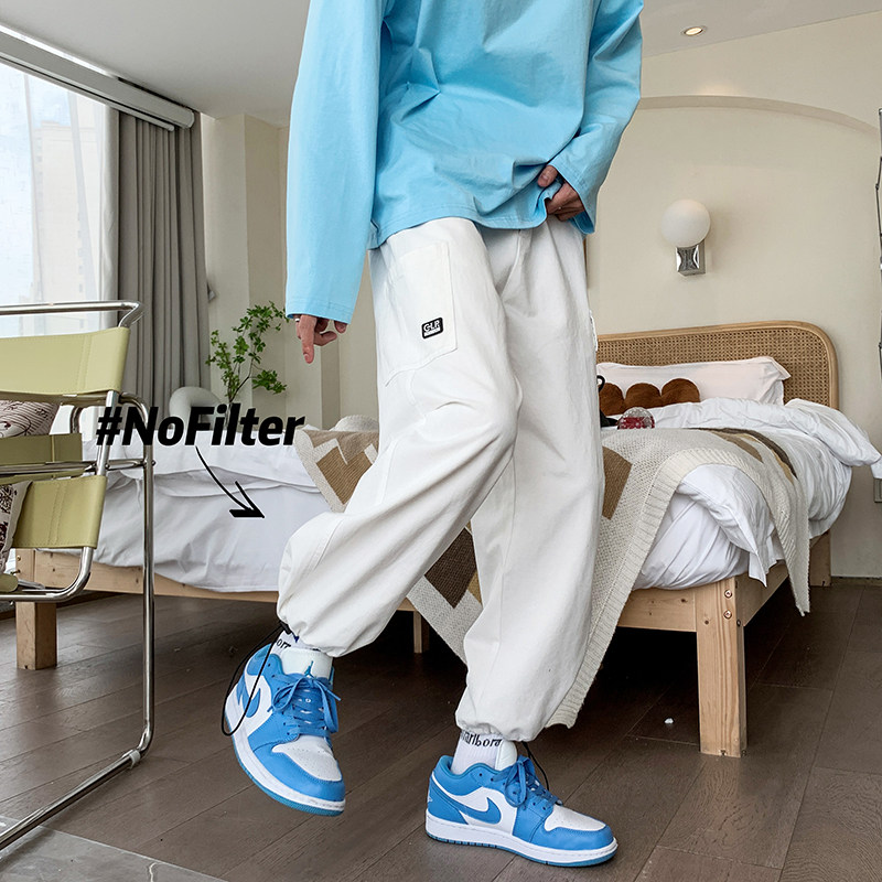 束脚工装裤男港风宽松小脚休闲九分裤子*1009-KK2102-P50-限价68,男装休闲裤,四季星座1009