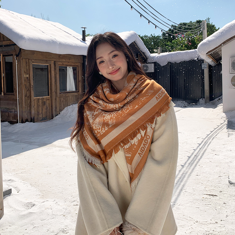 网红霸王茶姬大方巾网红秋冬保暖优雅围巾高级感女百搭仿羊绒围脖
