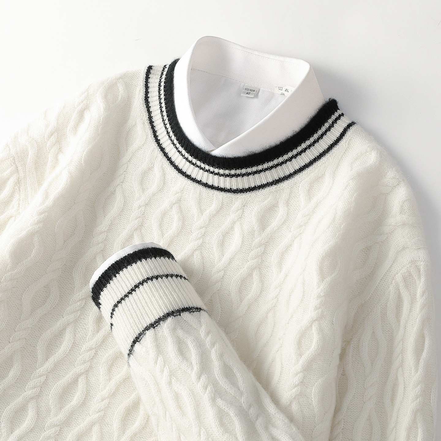 青年羊绒衫男圆领双股加厚针织