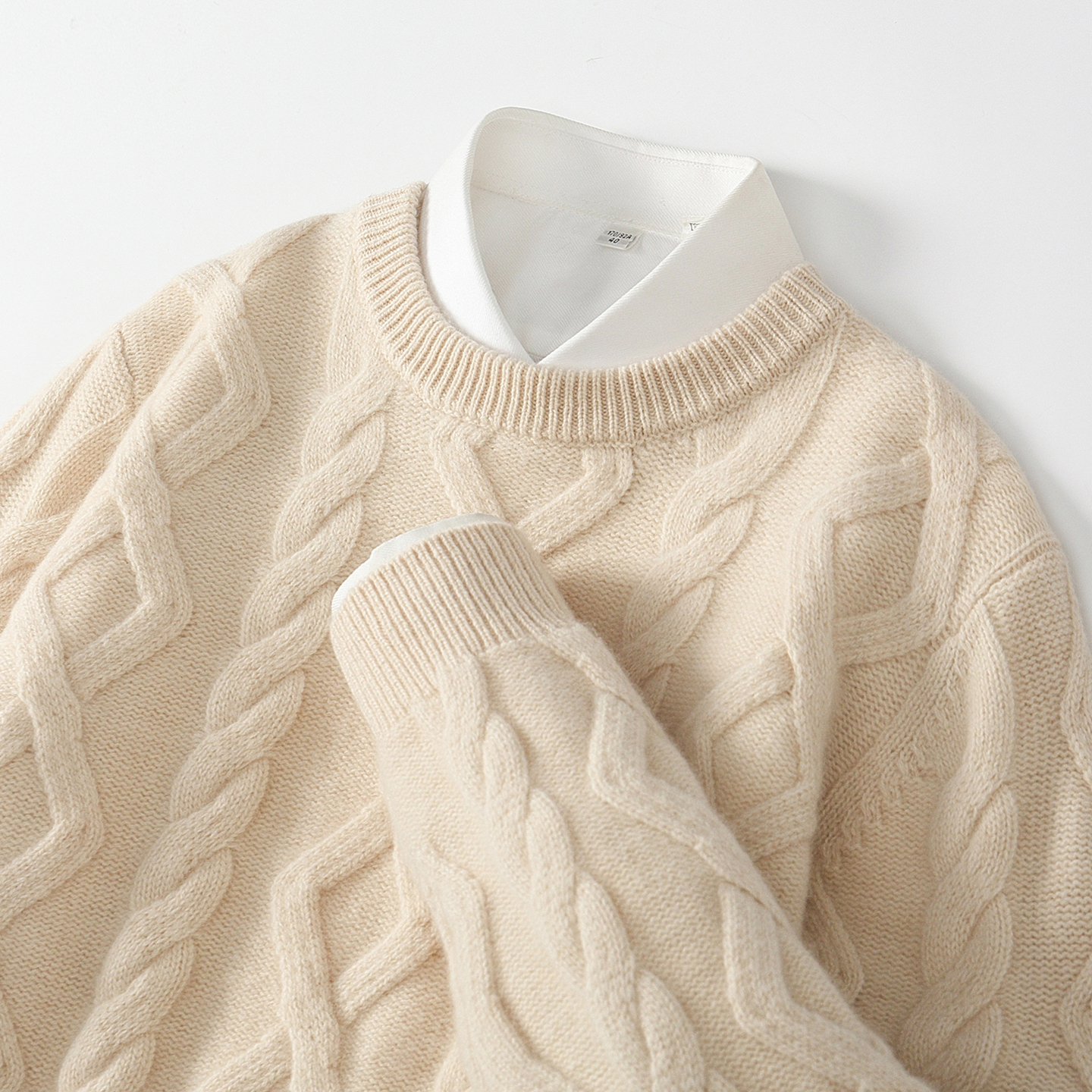 青年羊绒衫男圆领三股线加厚毛衣