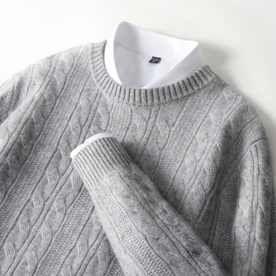 青年羊绒衫男圆领加厚打底针织毛衣纯色青少年羊毛衫初中高中学生