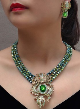 复古时尚夸张龙宝石吊坠耳钉