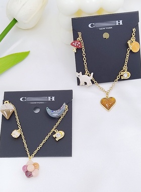 男女镀真金欧美小花爱心手链精致