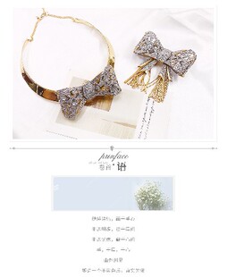 青岛莉杭饰品鬼才设计师打造打标AB铜镀真金满钻蝴蝶结套装