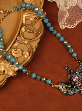 打标合金富贵鸟造型串珠项链