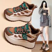 加绒保暖阿甘鞋 女2024秋冬新款 软底运动休闲鞋 真皮厚底增高老爹鞋