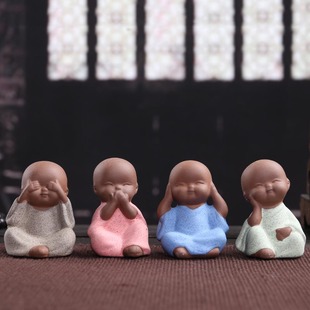 如来茶宠佛像摆件四不琴棋书画小和尚动物盆景鱼缸装 饰微观小摆件