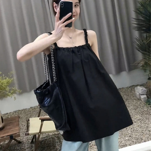 设计感小众系带露背吊带衬衫女夏