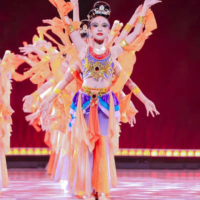 敦煌飞天舞蹈演出服女童飘逸服装飞天乐舞一梦敦煌古典儿童表演服