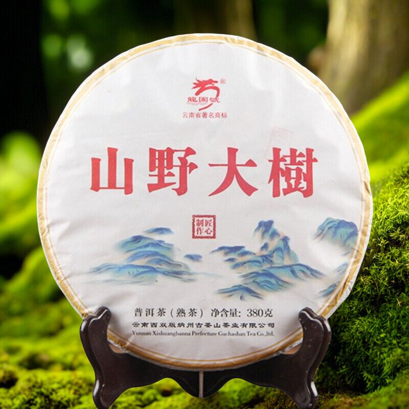 普洱茶龙园号2016年干仓原料山野大树陈香普洱380g七子圆饼熟茶