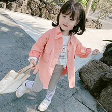 女童个性 洋气字母贴布上衣 中小童宽松牛仔外套 2019春秋季 新款