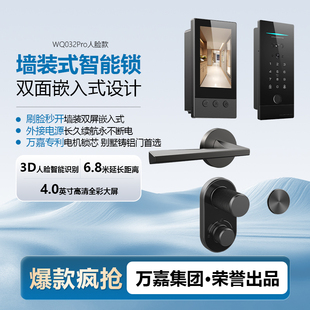 万嘉嵌入式指纹锁智能门锁密码锁WQ032Pro双嵌式智能锁墙装门装