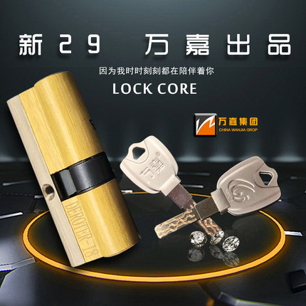 新款 万嘉WJ防盗门通用锁芯叶片多轨道C级大门锁具全铜防打断锁芯