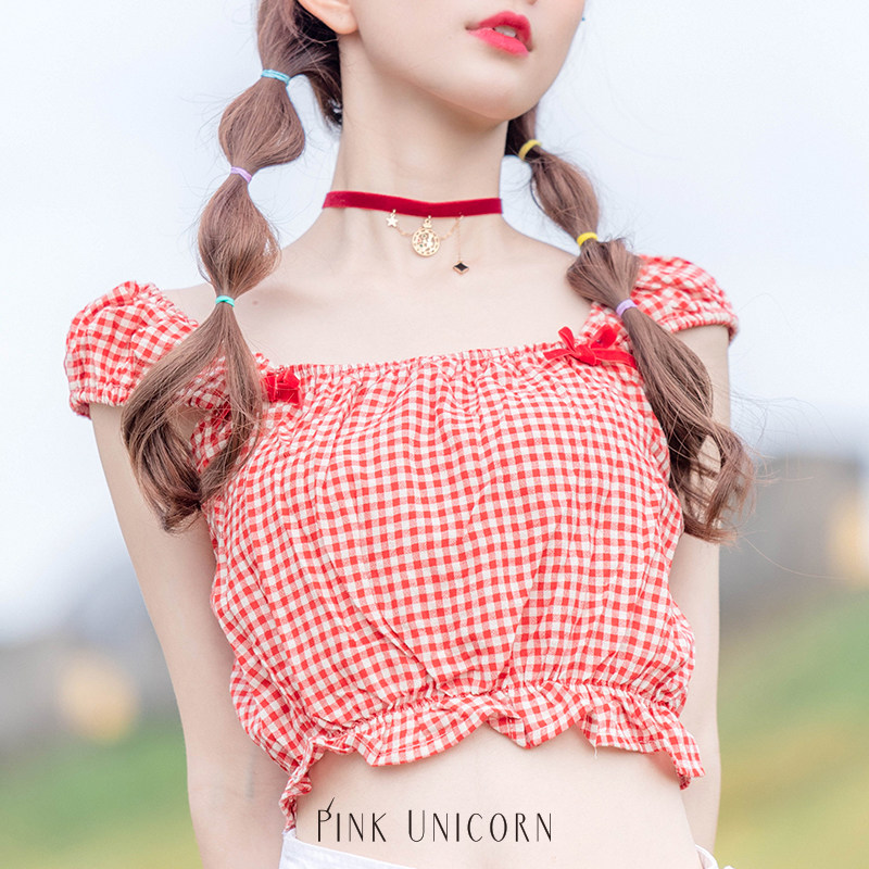 핑크 유니콘 오리지널 벨벳 초커 목걸이 이상한 나라의 앨리스 쇼트 스타일 초커