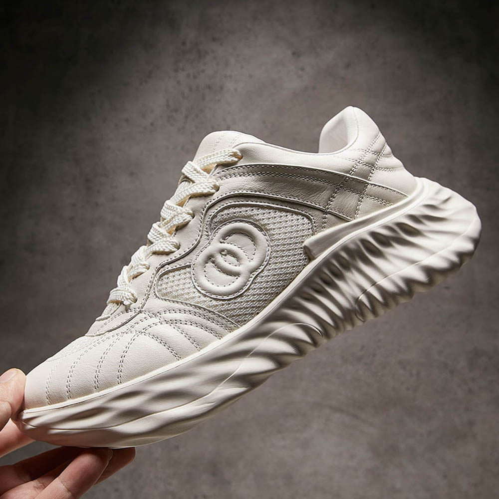 2024夏季新款男鞋欧洲站真皮韩版潮牌透气小白鞋男运动跑步老爹鞋,流行男鞋,时尚休闲鞋,淘宝优惠券,粉丝福利购,淘宝优惠卷