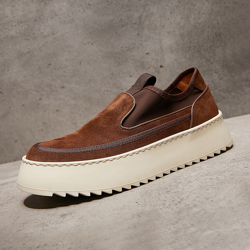 2026夏季新款乐福鞋男真皮英伦风复古一脚蹬懒人鞋厚底增高休闲鞋