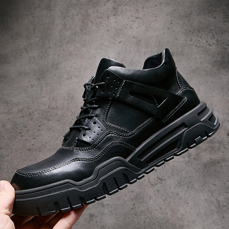 欧洲站秋冬季新款马丁靴男真皮黑色高级感机车靴头层牛皮工装短靴