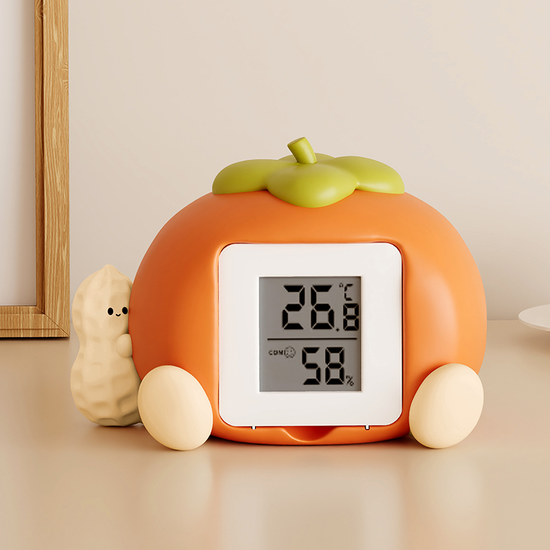 好柿发生创意时钟温湿度计家用室内高颜值精准好看摆件乔迁礼物