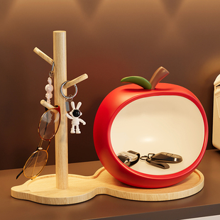 创意苹果玄关钥匙收纳摆件入户家居客厅托盘装 饰品搬家乔迁新礼物