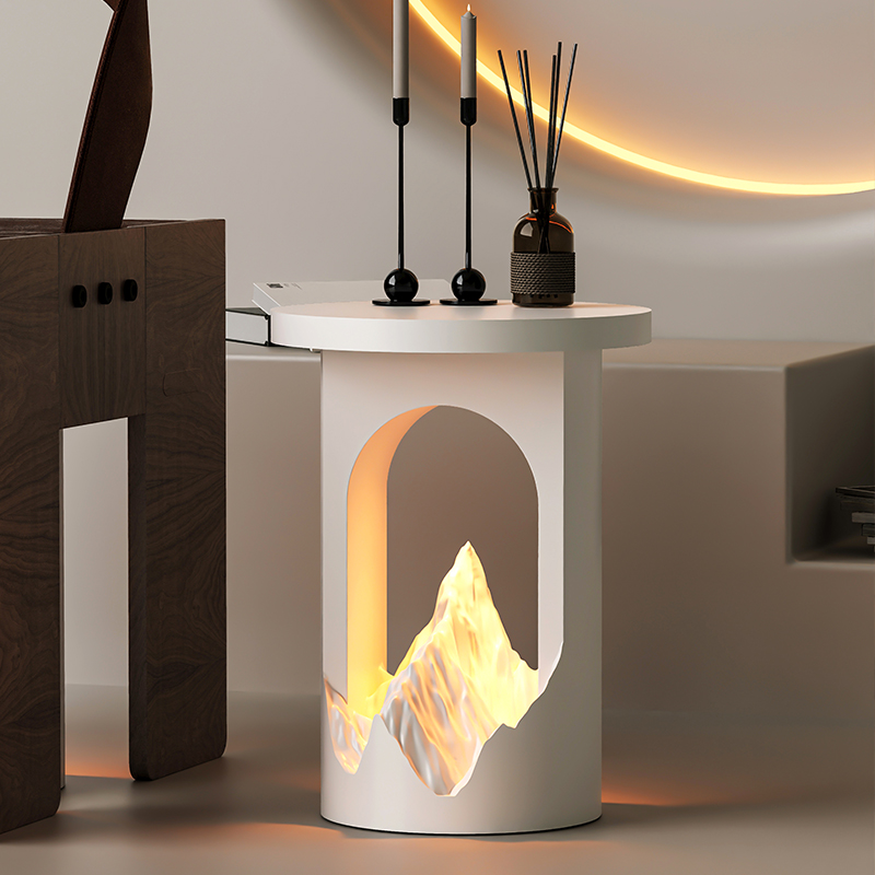 2025新款日照金山客厅沙发边几轻奢高级感电视柜旁艺术落地灯摆件