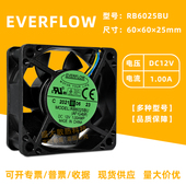 6025大风量双滚珠PWM调速机箱散热风扇6CM 12V EVERFLOW RB6025BU