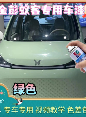 金彭蚁客电动车冰川蓝色专用车漆白色自喷漆冰沙绿色划痕修补漆笔