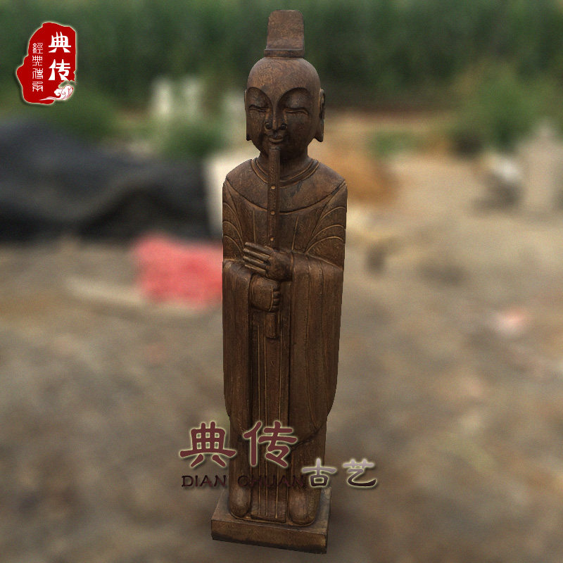 仿古石雕乐俑青石人物石头工艺品家居个性装饰品摆件笛子人像俑人