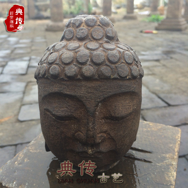 仿古石雕工艺品摆件青石佛像佛头