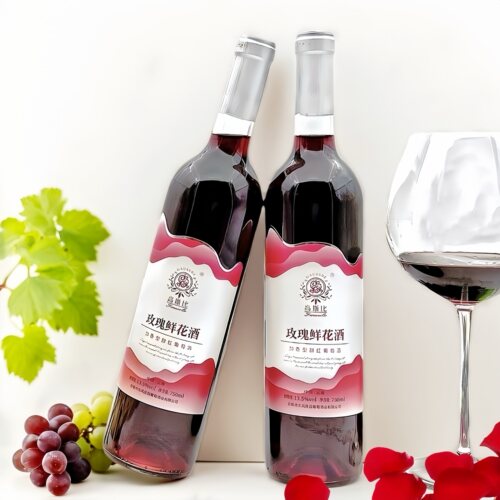 弥勒东风庄园玫瑰鲜花甜红葡萄酒