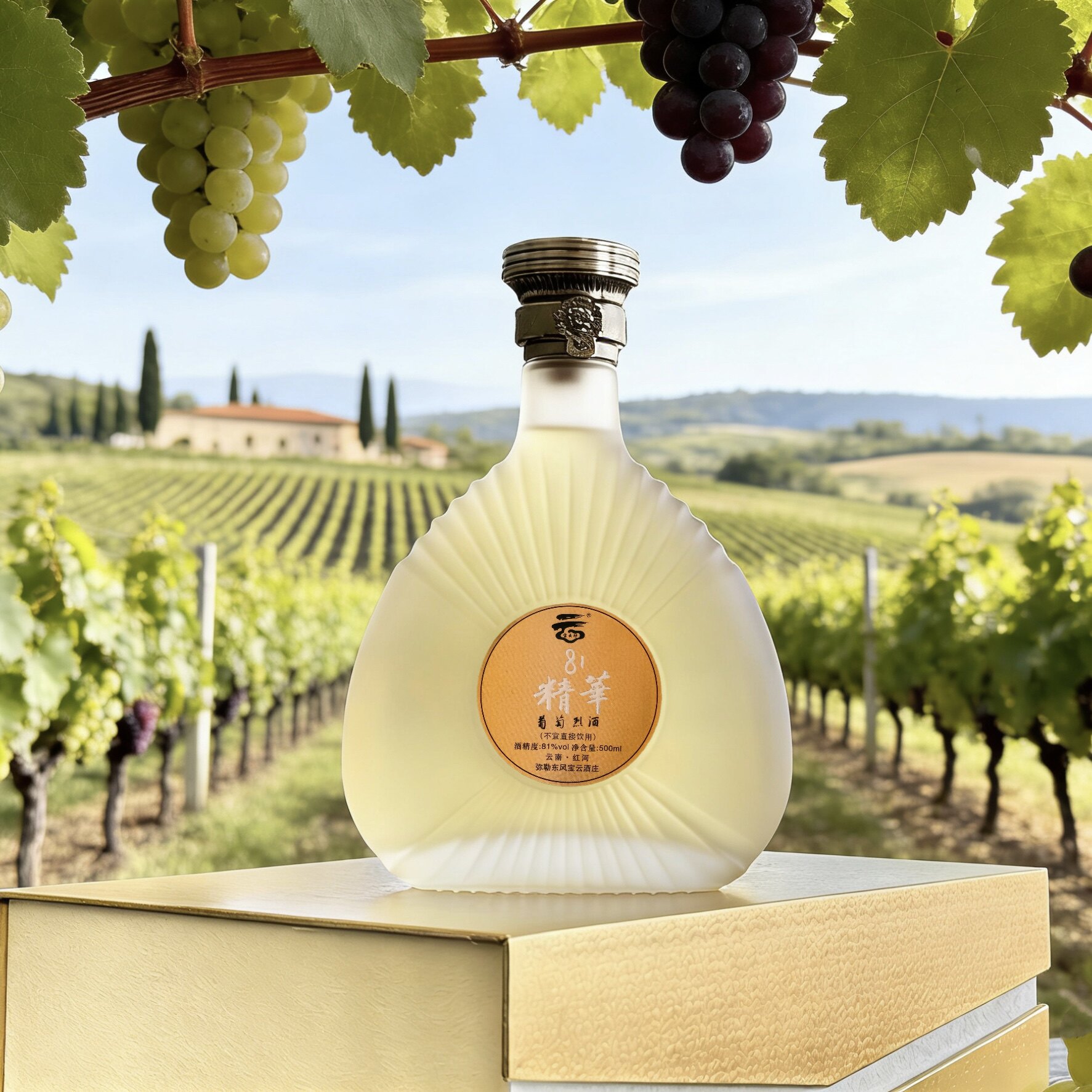 云南弥勒东风魂宝云酒庄精华81度葡萄烈酒高度蒸馏酒白兰地礼盒装