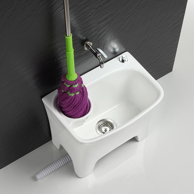 陶瓷拖把池家用拖布桶阳台清洗盆多功能一体自动下水带沥水篮高脚