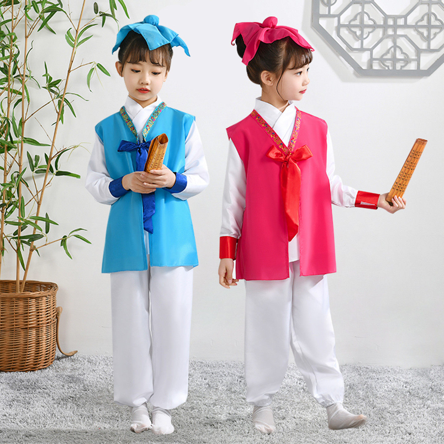 儿童三字经弟子规表演服古装汉服幼儿园国学服装书童游子吟演出服