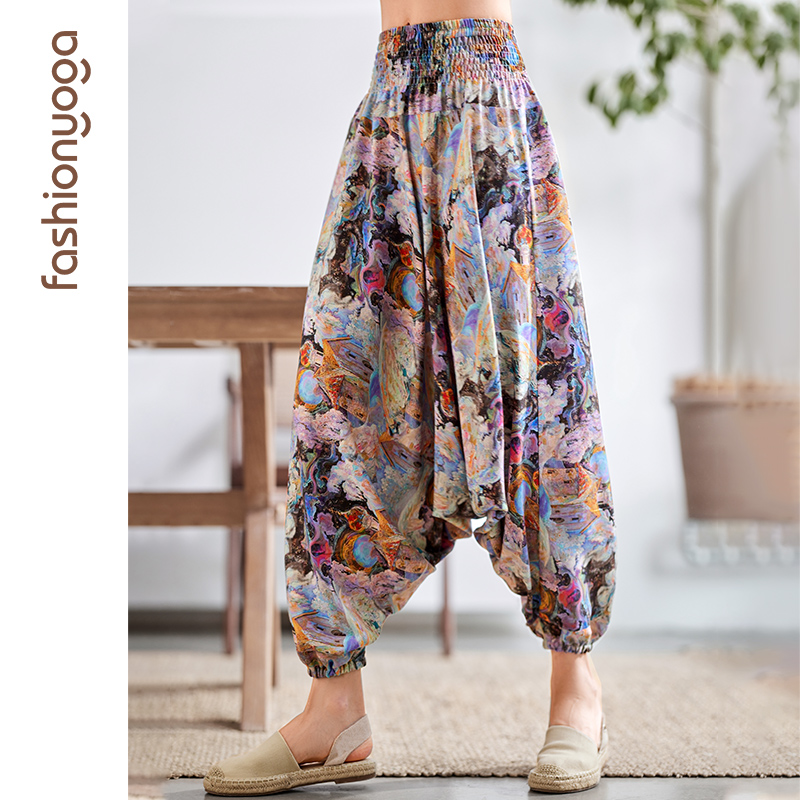 凡圣瑜伽瑜伽裤宽松亚麻休闲外穿